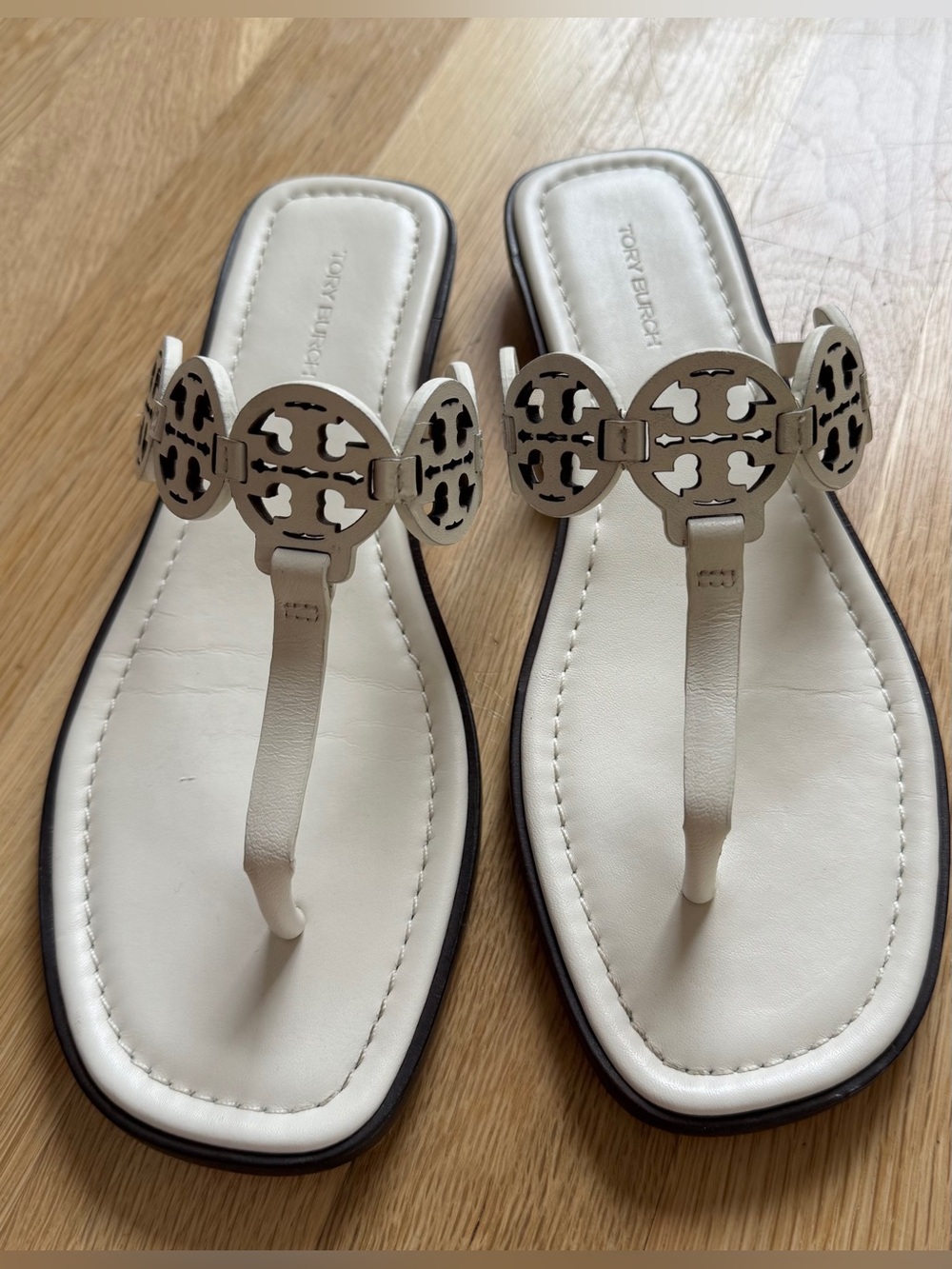 Tory Burch Tiny Miller White Thong Sandals 8